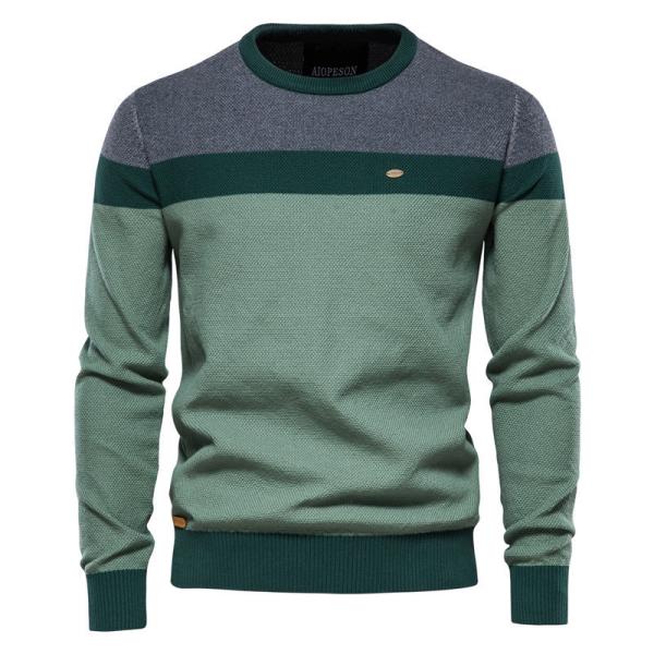 Spring Classic Fall and Spring Men's Knitwear Fashion Crew-Neck Knit Sweater Pullover