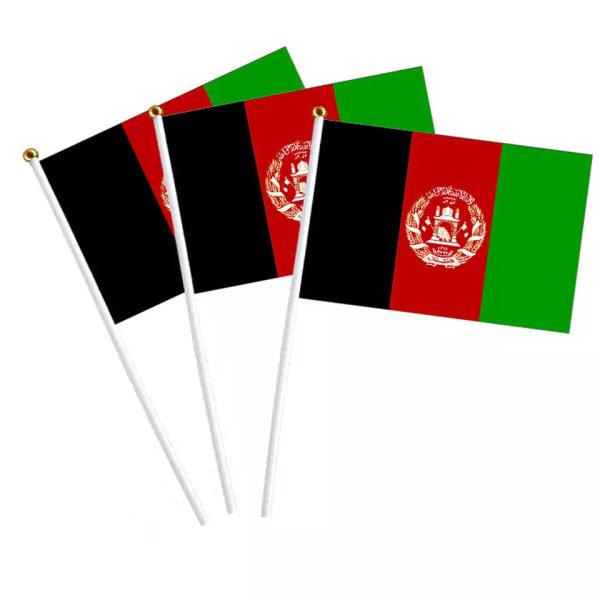 White Pole Personalised Hand Held Flags 100D Polyester Afghanistan International Flag