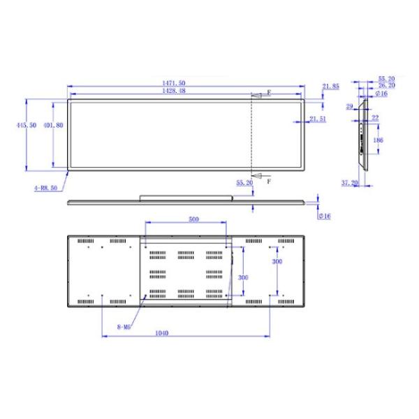 Custom Panel 58.4 Inch Stretched Bar Lcd Display High Resolution Ultra Wide
