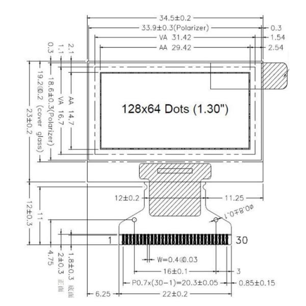 1,3 дисплей 6800 дюйма 128x64 I2C OLED 8080 4-SPI штырей интерфейса 30