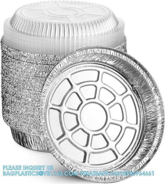 10'' Inch Round Tin Foil Pans Disposable Aluminum, Extra Deep Freezer & Oven Safe - For Baking, Cooking, Storage