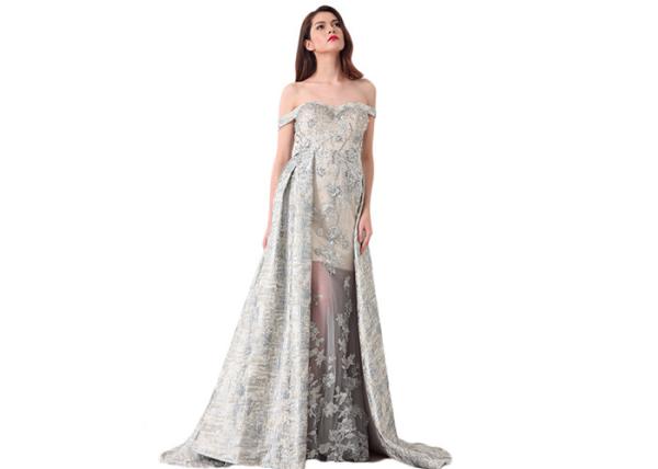 Sweetheart Unique Off Shoulder Long Womens Evening Gowns Embroidery Decor