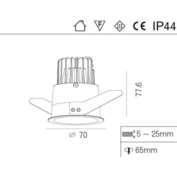 Warm White CCT 2700K Adjustable LED Downlights Hotel Recessed LED Downlight