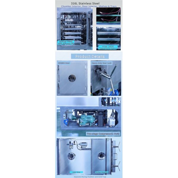 10kg Load Lyophilizer Pharmaceutical Freeze Dryer Air Cooling