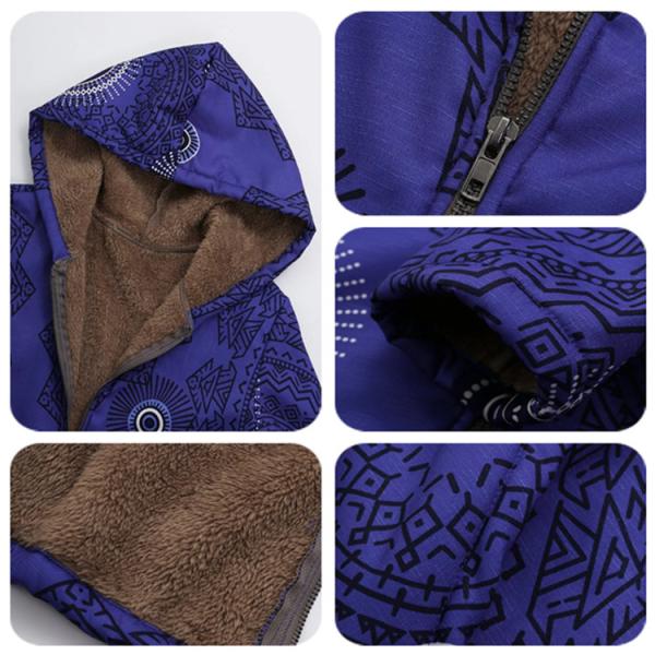 2020 Waterproof Ethnic Style Fashion Fleece Coat Printed Pocket Hoodie Jacket Women Winter
