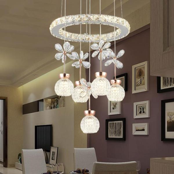 Circle Round Modern Crystal Pendant Light For Indoor House Lighting Fixtures