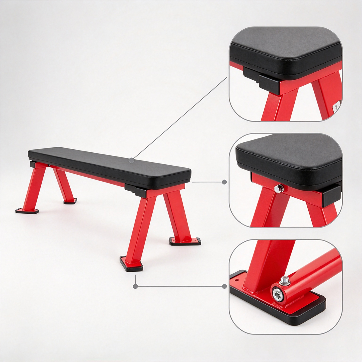 Flat Bench Steel Weight Bench for Barbell Press Dumbbell Training and Commercial Gym Workouts