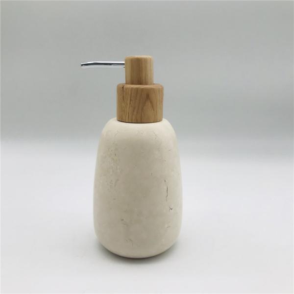 SAGO Acessórios de banheiro de mármore de creme Conjunto de pedra natural Dispensador de sabão de água de forma de gota