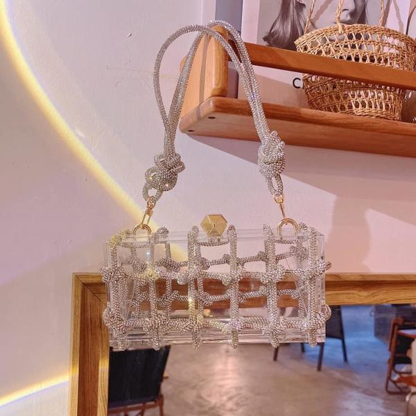 Прозрачная акриловая сумка рифмовый акриловый сцепление кристаллические вечерние сумочки для женщин блестящая сумочка для свадебного коктейля