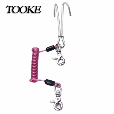 316 Stainless Steel Double Reef Hook Anti Corrosion With Spring Coil Lanyard