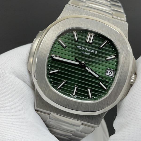 Patek Philippe 5711 Aquanaut en acier inoxydable Diamant Bezel vert Strap automatique de luxe