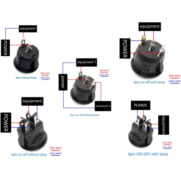 2 / переключатель шлюпки коромысла круга 3pins для AC использования 6A 250V корабля