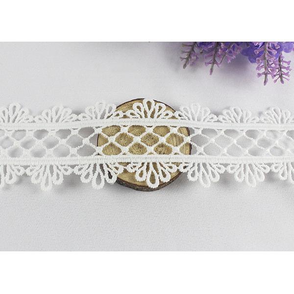 Scalloped Water Soluble Lace Trim By The Yard , White Scalloped Edge Lace Ribbon