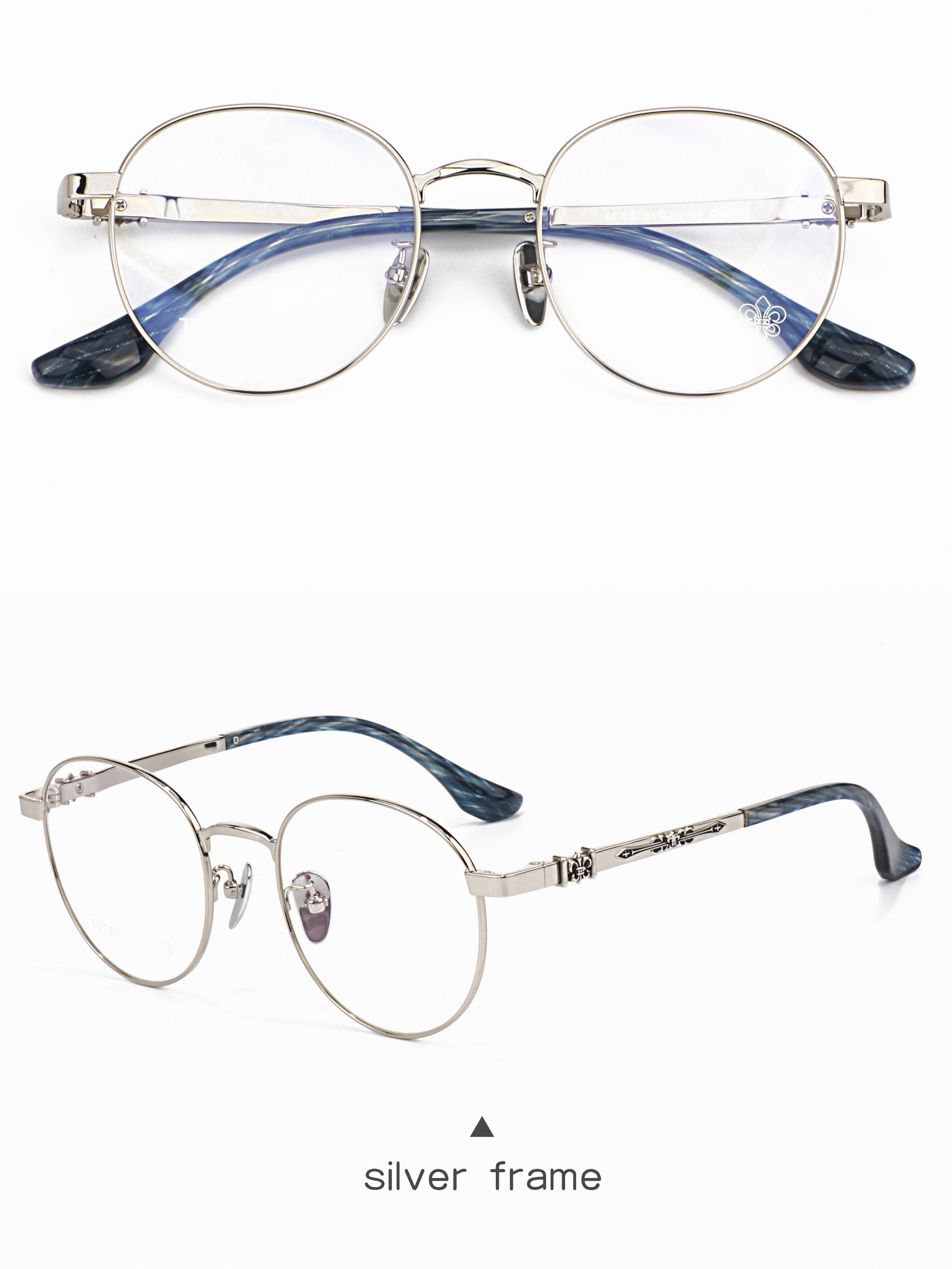 Leisure and Artistic Circular Striped Blue Color Optical Prescription Multi Focus Buffs Luxury Brand Superior Quality Glasses