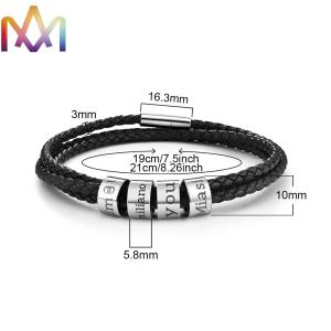 fadeless 19cm 21cm Mens Leather Beaded Bracelets