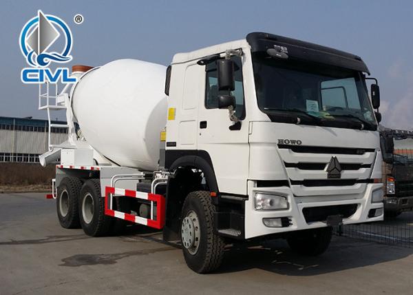 White Concrete Mixing Equipment  Sinotruk 6M3 Mixer Tank Truck 6x4 White Color With Italy Pto