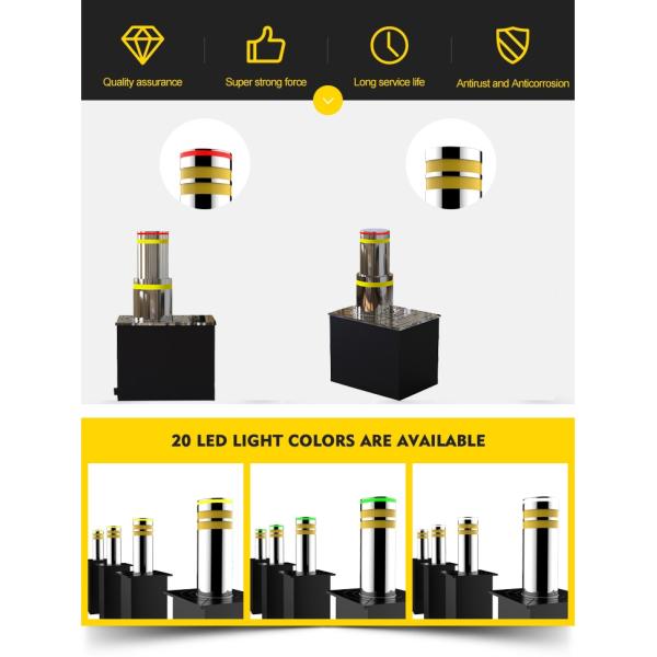 Full Automatic Hydraulic Rising Bollard Shallow Mounted SS304 219mm Diameter Segmented
