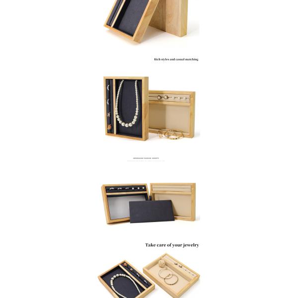 Solid Wooden Multi-Function Jewelry Display Holder Tray for Ring Pendant Ear Stud