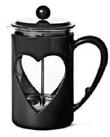 Cafetières portables Presse à café en verre à haute teneur en borosilicate Presse française en plastique noir