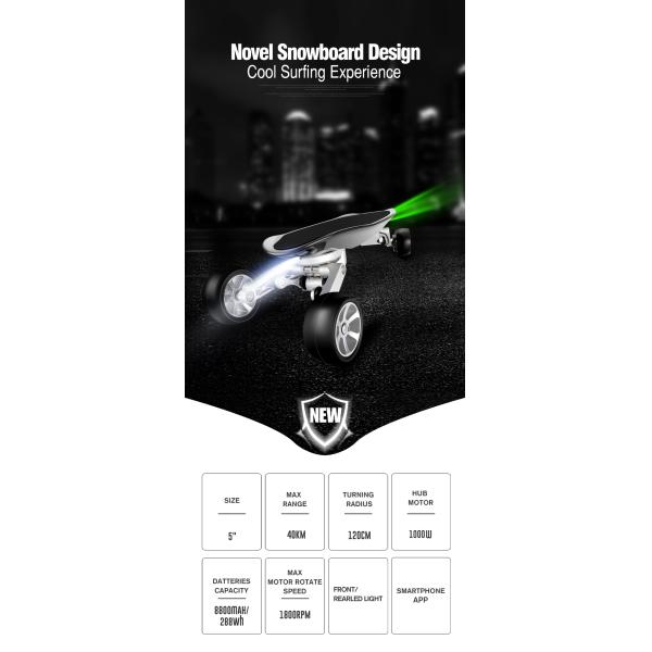 5 Inch Electric 4 Wheel Skateboard Smartphone App Connection For Recreation