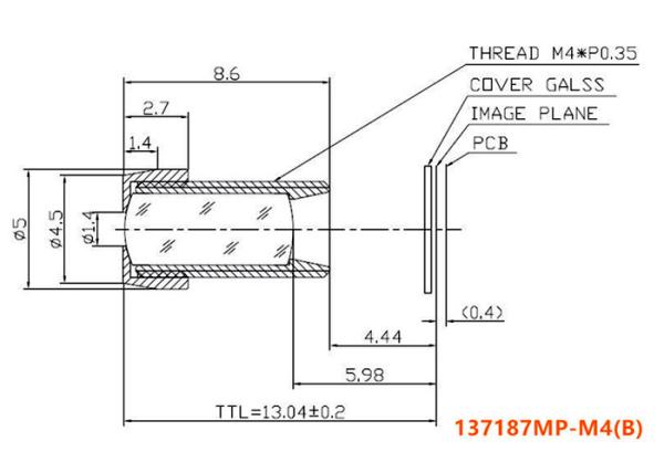 1/3.7 1/4 18.7mm F7.0 M4x0.35 mount Non Distortion Lens, long focal M4 mount telescope lens/medical lens