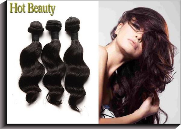 Malaysian Virgin Human Hair Extensions Body Wave Natural Black , Soft Bundles