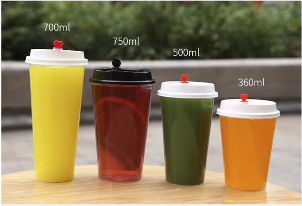Wholesale eco friendly durable custom logo printed IML container pp drink cup disposable juice cup plastic cup coffee wi