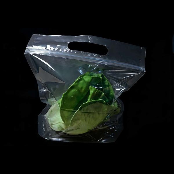 Customized Ventilated Plastic Bags Biodegradable Clear Vegetable Bags With Die Cut Handle