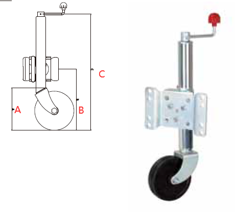 Легкое колесо жокея трейлера емкости подъема 350kg, колесо жокея 8 дюймов сверхмощное
