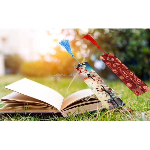 ZELOYAUT Single Side Printing Blanks Custom Metal Bookmarks With Color Tassels Sublimation Aluminum Bookmark Blank Page Holders