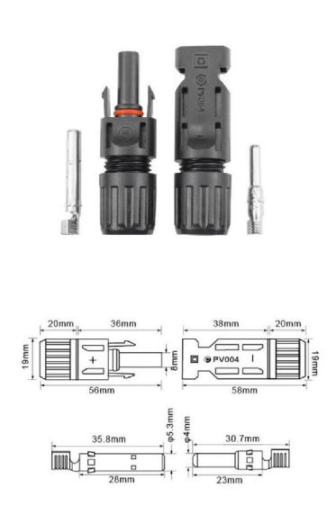 IP67 PV 004 Pv Солнечные соединители 1000V DC Стандарт IEC 62852:2014/TÜV