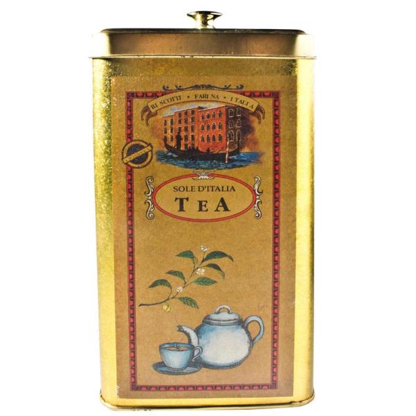 Lata de lata dourada quadrada dos cartuchos do chá da lata para o empacotamento do chá/café