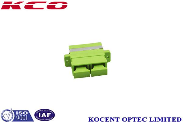 Green Fiber Optic Adapter SC/UPC With Flange, With Dust Cap, Duplex