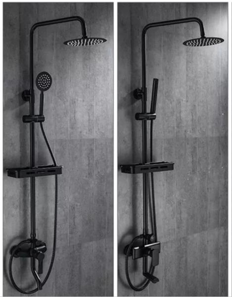 3 Way Black Gold Adjustable Hand Held Shower Heads Rain Head Shower Set