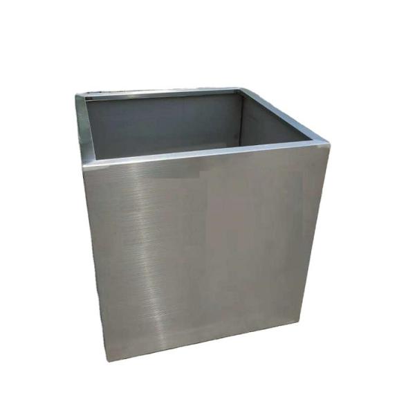 Maceta de planta rectangular de acero inoxidable para jardín al aire libre