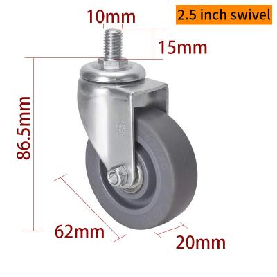 EDL Mini roues à roulettes 2,5 pouces 35 kg TPE fileté par type pivotant et frein