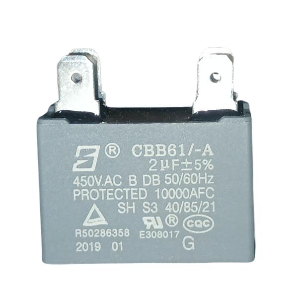 Capacitor à prova de explosão CBB61 450V 2.0UF S3 Capacitor de ventilador industrial da classe B