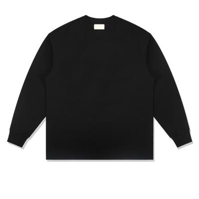 Alfabeto preto camada de base masculina camiseta de manga longa com tinta branca impressão em spray em tecido de algodão