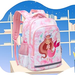 Polyester Kids School Backpack Mermaid School Bag Three Pieces Set