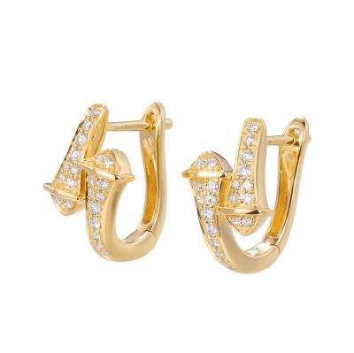 CONTRA o dobro de Diamond Earrings 2.4g 0.16ct do ouro da claridade 18K dirigido forma da seta