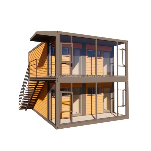 Diseño moderno Casa de contenedores de dos pisos con cuatro dormitorios para villas prefabricadas o oficinas combinadas