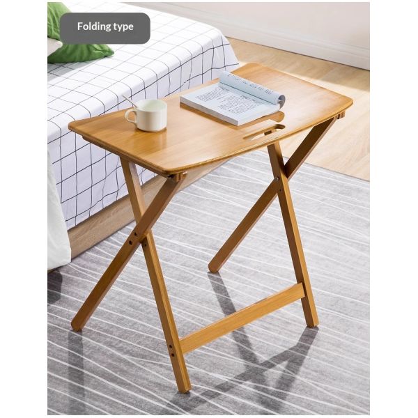 Foldable Bamboo Computer Desk Home Coffee Breakfast Computer Table Multifunction Adjustable Corner Desk for Living Room Bedroom