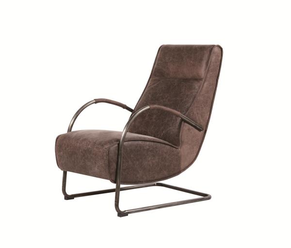 Curve Shape Tan Leather Occasional Chair High Back Recliners With Thick Soft Cushion