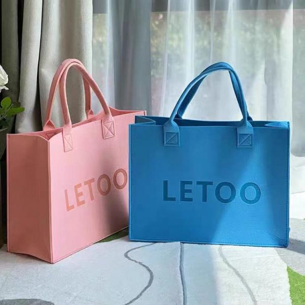 Cosmetic Bag Multi-Pocket Handbag Cartoon Felt Bag With Logo Fashionable Splicing Colors Accept Custom Logo Gift Tote Bag Felt Clothes Shopping Korean Fashion Bags