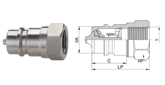 Tipo cercano acoplador rápido del ISO, liberación rápida de acero inoxidable de 1 pulgada de los acoplamientos