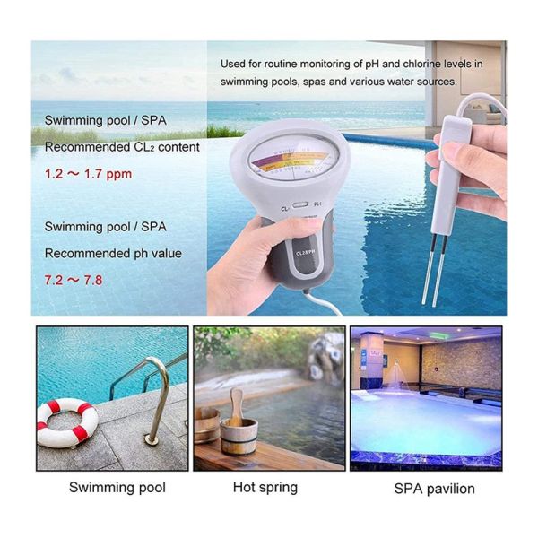 PC-101 2 In 1 PH Chlorine Meter Tester PH Tester Chlorine Water Quality Testing Device