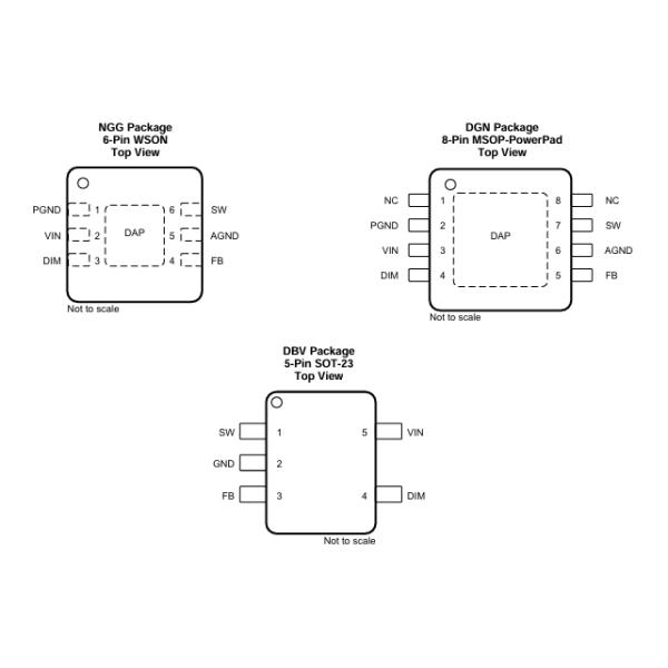 Controlador LED Boost LM3410YSD de 1.6MHz, entrada de 2.7-5.5V, corriente de conmutación de 1A, 90% de eficiencia, SOT-23-5, -40°C a +85°C, atenuación PWM