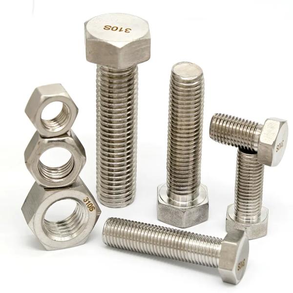 Stainless Steel 310 Hex Head Bolt With Nut And Wsher DIN933 Full Thread Hexagon Bolt