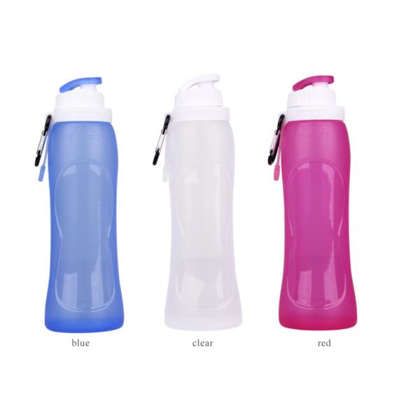 Голубая бутылка спорт силикона бутылок с водой 500ML разминки складная