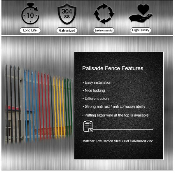 Окунутая загородка палисада TLWY гальванизированная высоким уровнем безопасности обшивает панелями горячее
